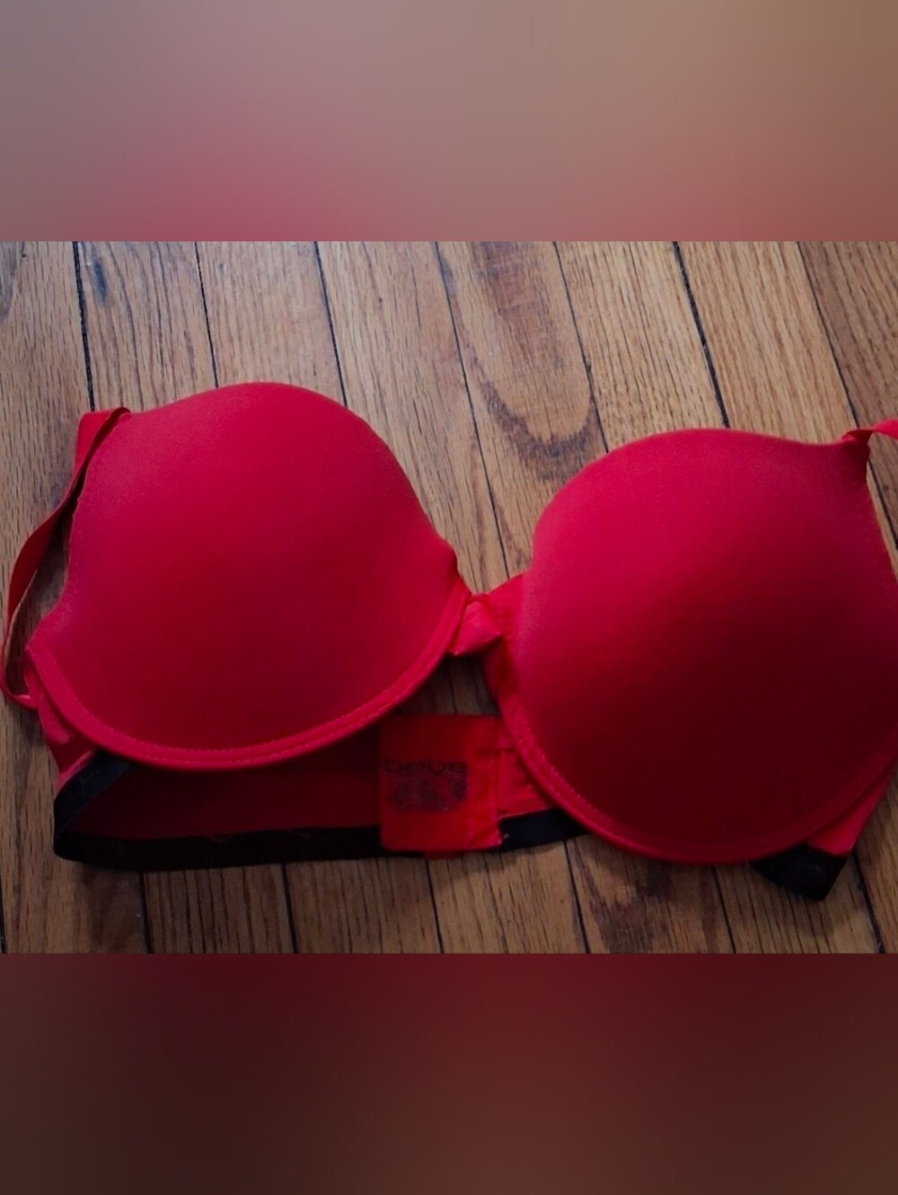 bebe - Women's Red/Black Push Up Bra. Size 38DD
